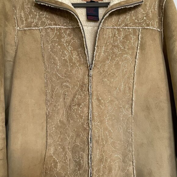 Ralph Lauren Jacket Brown Floral Embroidered Polyester Women Large EUC - Picture 4 of 13